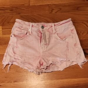 Trendy Pink Distressed Jean Shorts
